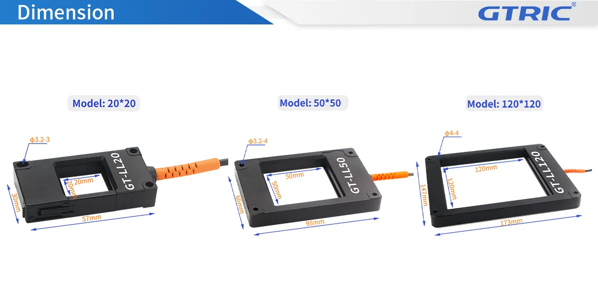 50MM Window Detection Fiber Optic Sensor 50MM-Dimensions