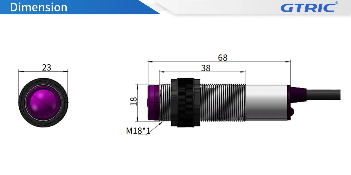 E3F Through-beam Photoelectric SensorE3F-Dimensions