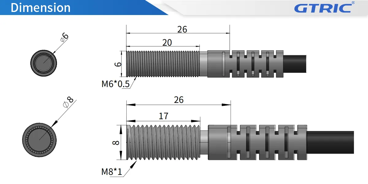 M6 Through-beam Laser Photoelectric SensorM6-Dimensions